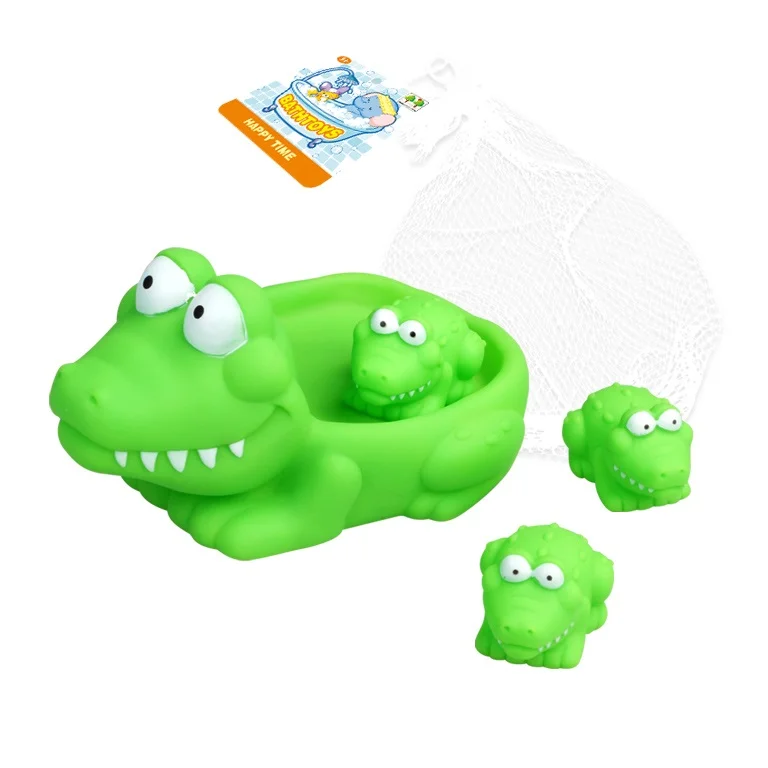 No Toxic Eco friendly Rubber Toys Kid Cartoon Crocodile Family Set Animal Baby Bathtub Bathroom Time Shower Toys Bath To