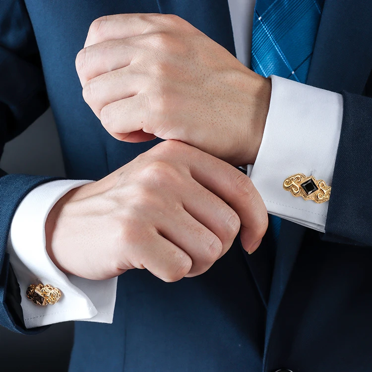 Gold  Vintage Gemstone Cufflinks for Men Wholesale