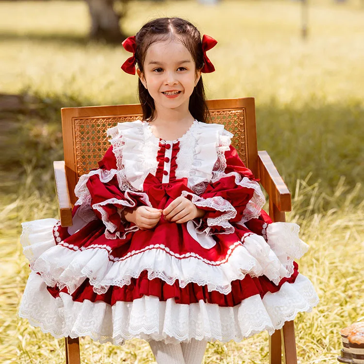 2020 Summer New Girls 2-6 Years Toddler Party Wear Infant Princess Spanish Birthday Dresses With Lace