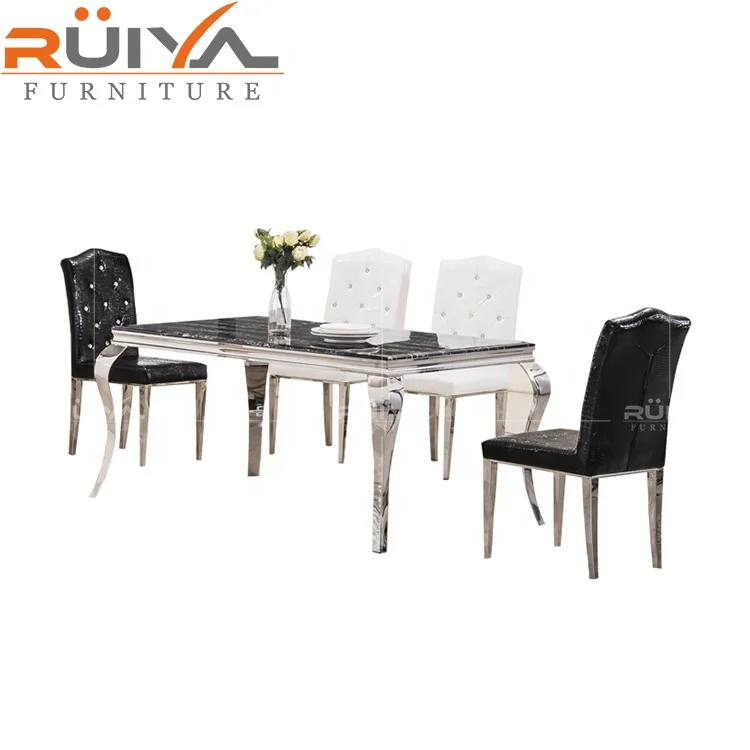 Guangdong factory luxury home furniture S shape leg marble dining table designs