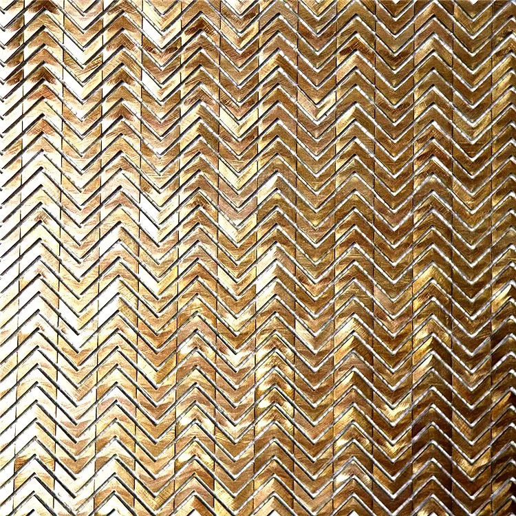 Hot Selling Customized Strip Golden Silver Living Room Bathroom Tile Aluminum Mosaic With Metal