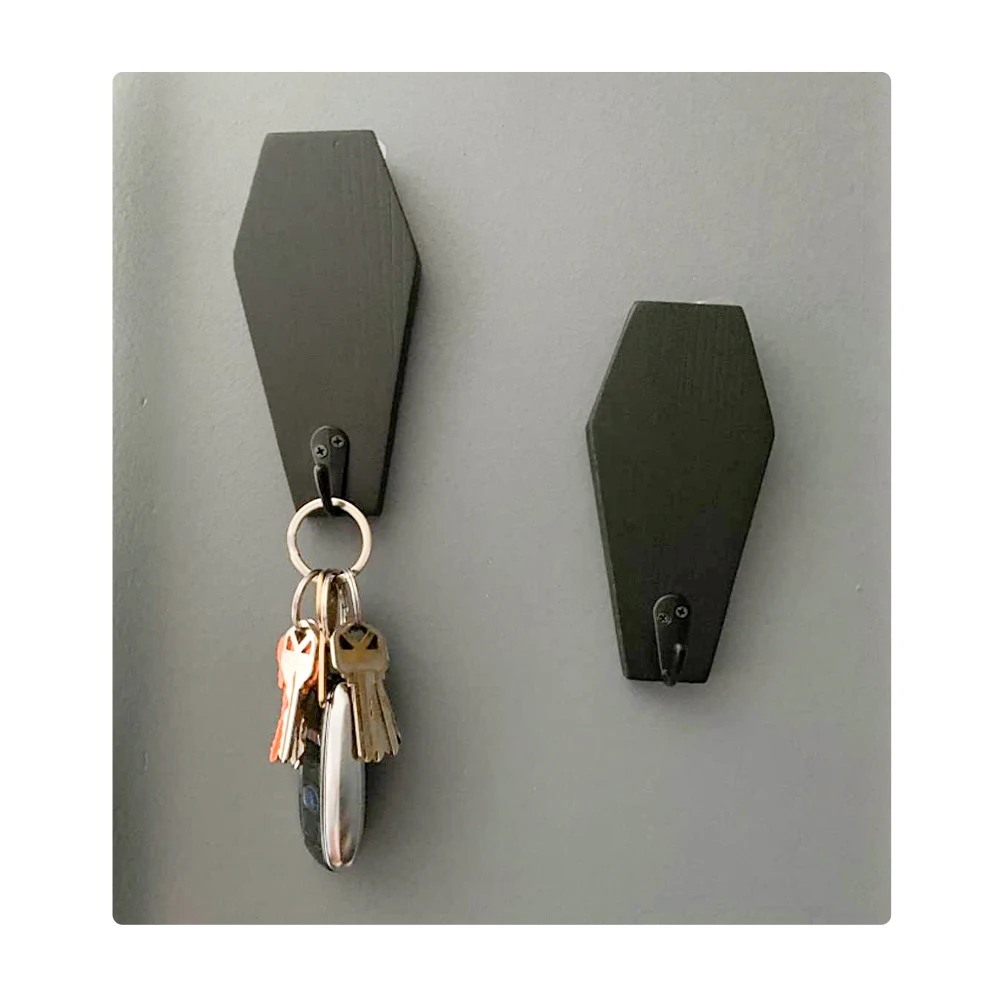 Деревянный черный держатель для ключей в гробе, готический Настенный декор, деревянные крючки для ключей, настенная стойка для кофейных кружек