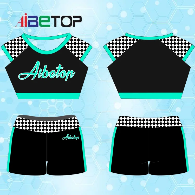 ab rhinestones cheerleading practice sets colorful cheer crop top and shorts girls cheer wear practical