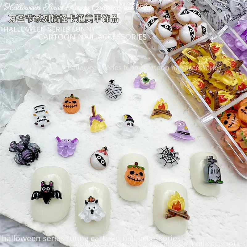 Mini Halloween series nail art accessories cute quirky cartoon resin decorations for DIY nail designs charms