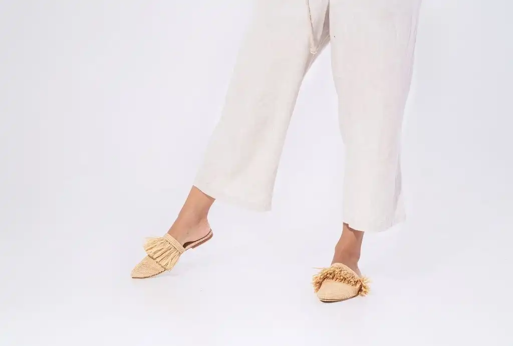 Wholesale Shoes Flat Quick-drying Luxury Shoes Handmade Women Raffia Shoes Slippers Sandals Ladies Footwear GENUINE Leather