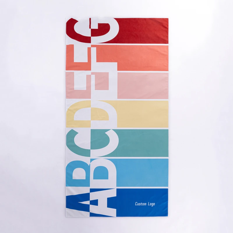 100% Microfiber Beach Towels Velour Custom Design Reactive Printed Large over Sized Jacquard Logo Beach Towel