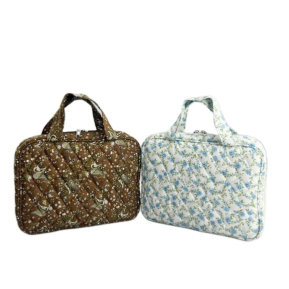 Bible Cover for Women Bible Organizer and Carrying Case for Medium and Large Bibles Quilted Cotton Vintage Vine Brown Floral