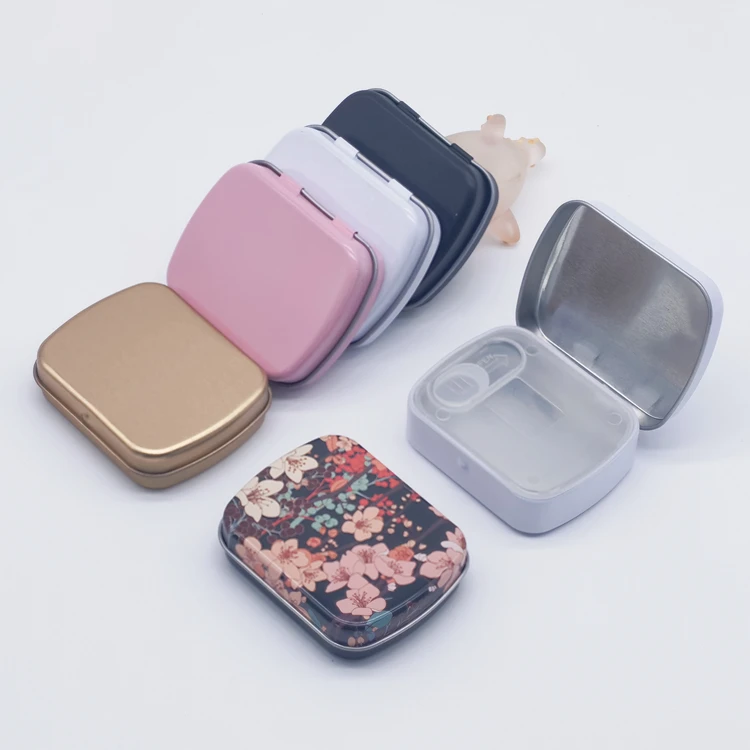 1oz Small White Black Gold Pink Rose Gold 30g Eyebrow Soap Pills Metal Hinged Mint Tin