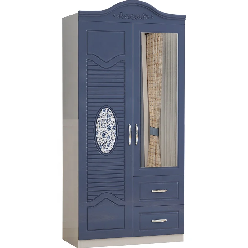 New blue 2 3 4 mdf wardrobe large size customized bedroom wardrobe closet with drawers wooden wardrobe bedroom furniture
