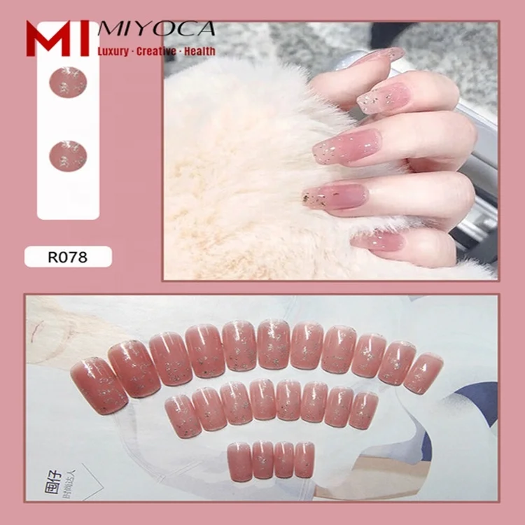 
MIYOCA Wholesale Beautiful Summer Nail Art Design Press on Nails Custom Logo Free Oem Ensemble De Faux Ongles with Glue 