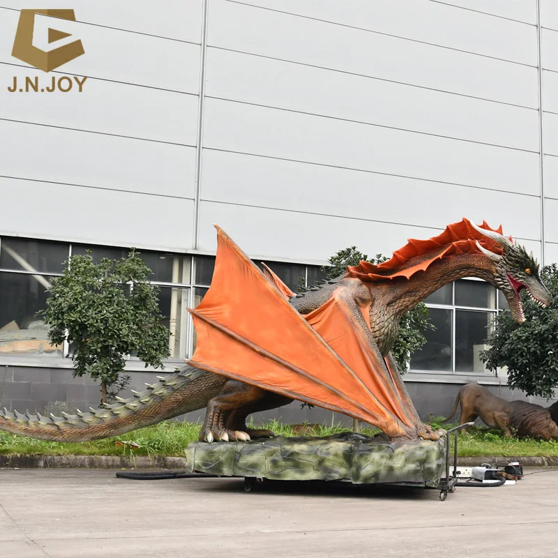 SGAD162 Zigong  Life size mechanical moving dragon realistic red fire dragon animatronic