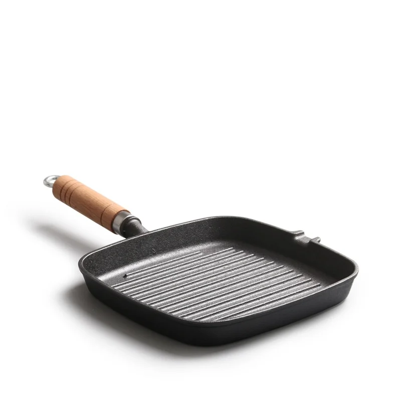 Cast Iron Square Grill Pan, Nonstick Grill Pan with Pour Spouts, Pre-Seasoned Ridged Skillet Cooking Pan for Steak, Egg, Bacon