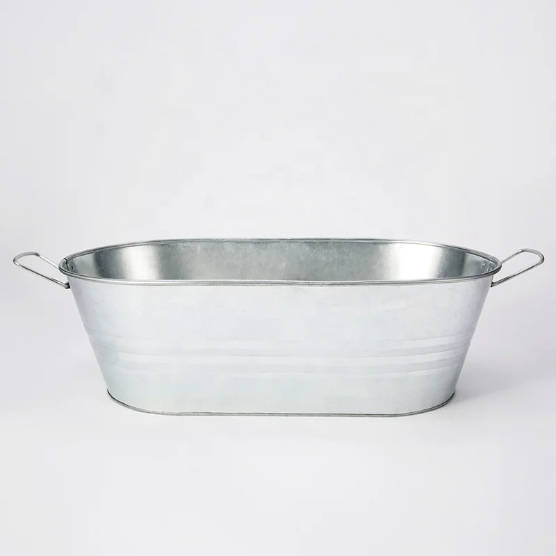 Wholesale Metal Oval Beer Wine Ice Bucket Galvanized Beverage Tub Metal Ice and Drink Beer Cooler for Parties