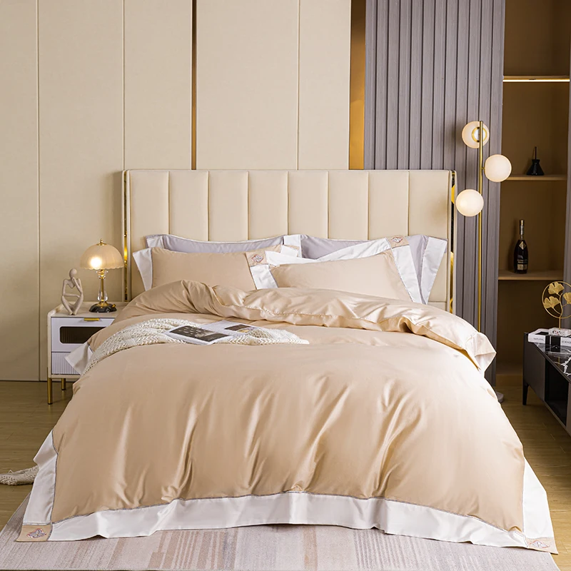 Aimaylai Soft 100% Egyptian Cotton Sheet Sets Home 4 Piece Bed Sheet for Comforter Bedsheet King Queen Duvet Cover Bedding Set