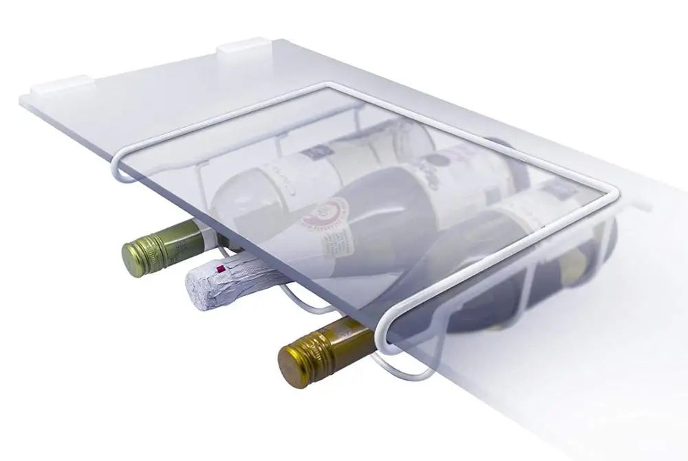 Double-Tier Metal Refrigerator Holder Standing Type Fridge Bottle Rack for 3 Bottles Beer or Wine