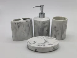 simple style Restroom Decoration White and Black Marble Hotel Decoration Bathroom Accessory Sets lotion dispenser