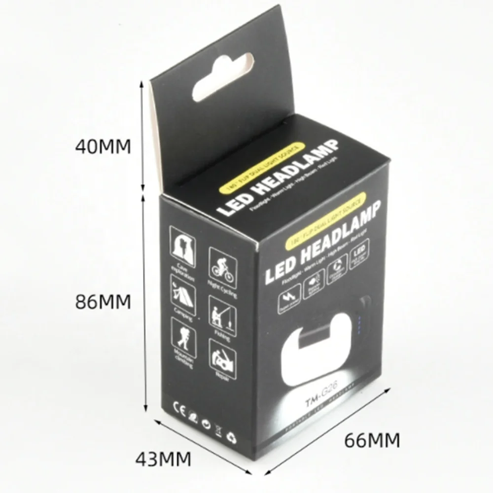 Led Head Lamp Camping Running Waterproof COB USB-C Red White  Powerful Headlamp Rechargeable Headlight