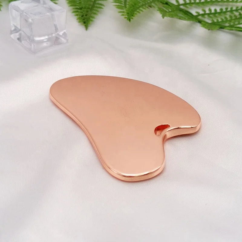 Custom Logo Purely Metal Gua sha Heart Shape Face Body Neck Massage Guasha