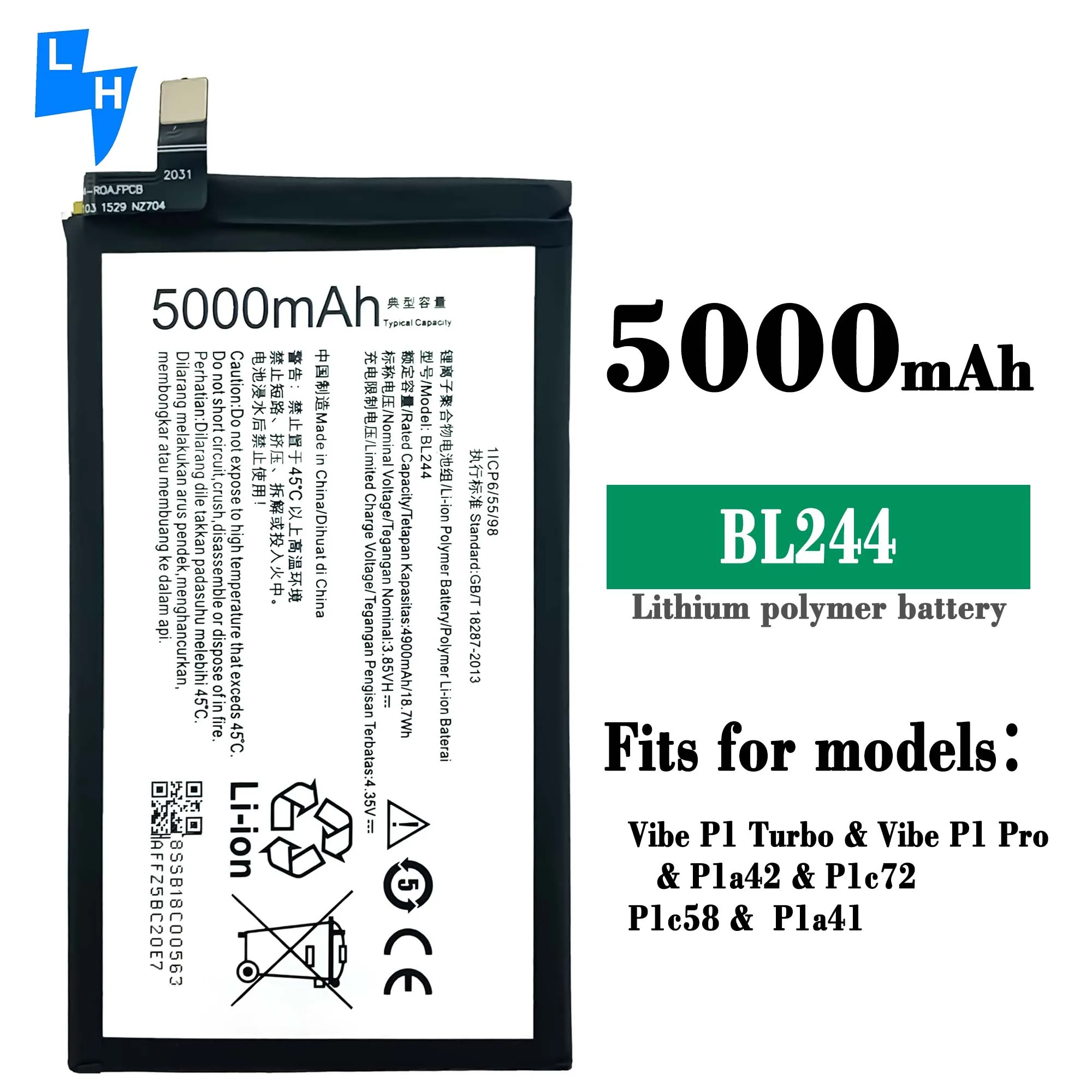 Аккумулятор для Lenovo Vibe P1 аккумулятор Turbo P1A42 P1C58 P1C72 P1P BL244 5000 мАч