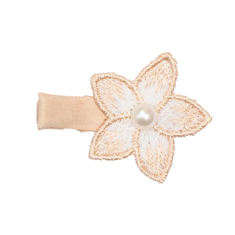 Korean girl hair accessories ribbon lace pearl kid hair clips set baby mini hair bow clips