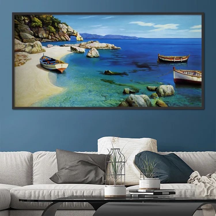 Seascape Canvas Painting Wall Art Blue Sea Beach Seaside Scenery Artwork Cuadros Decorativos For Home Decoration