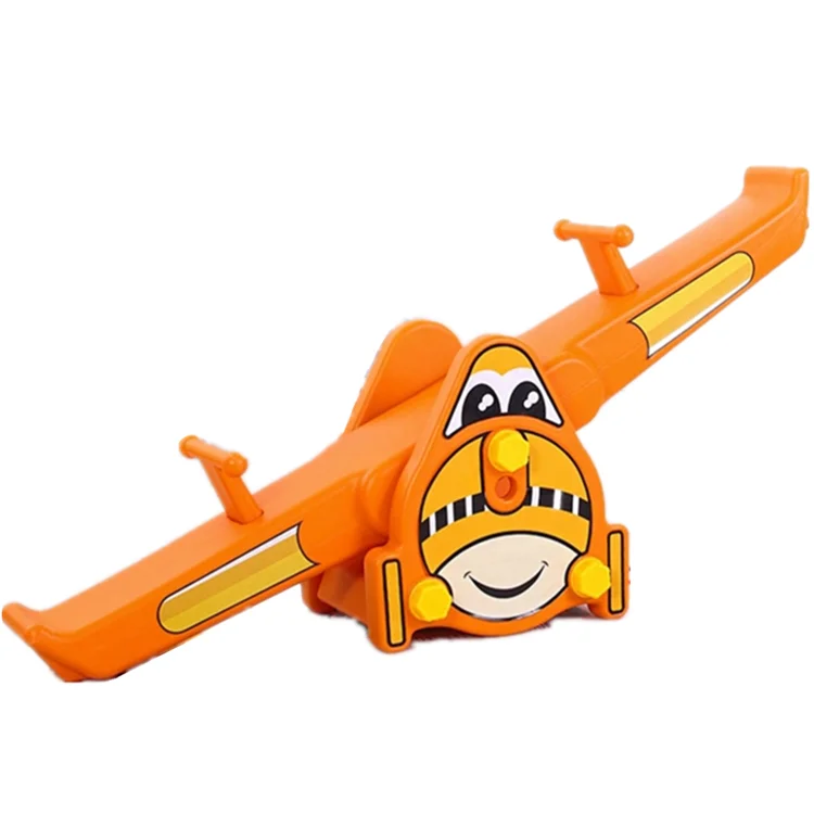 Newest high quality cheap price children playground toy plastic airplane seesaw for kids