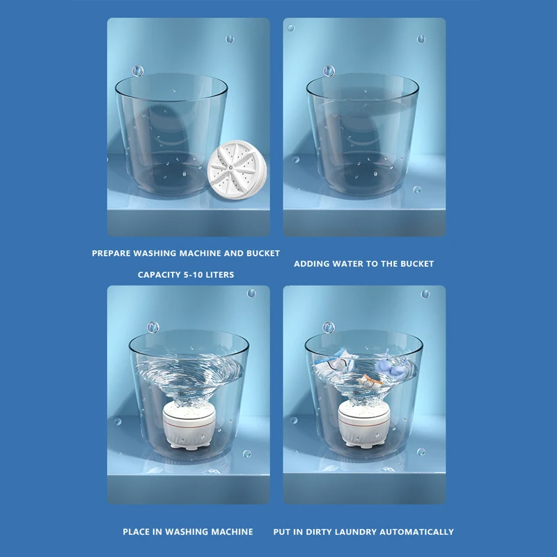 Ultrasonic Turbo Washing Machine Laundry Portable Travel Washer Air Bubble And Rotating Mini Washing Machine Mini Washing