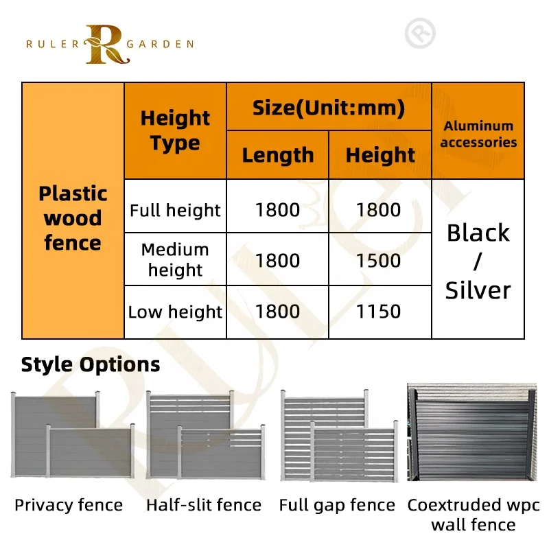 Customized modern decorative garden border aluminum composite wood fence