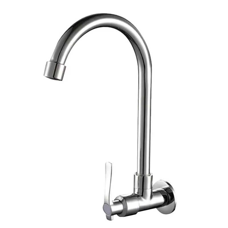 Single Lever Wall-Mounted Kitchen Faucet Pull-Down Cold Water Basin Tap Flexible Pipe Ceramic Valve SinK Tap Household Bathroom