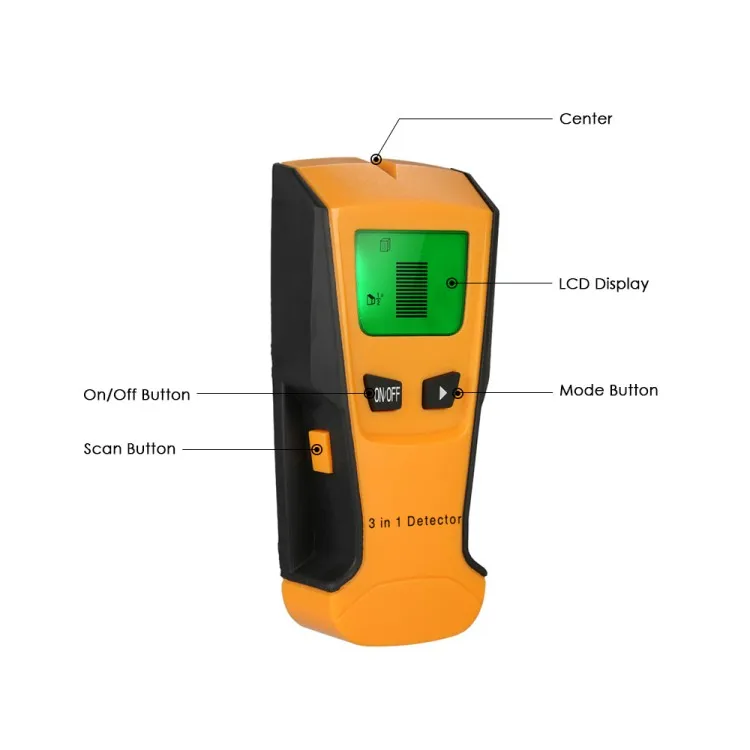 Stud Finder 3 in 1 Multi-functional LCD Digital Wall Detector Metal Wood AC Cable Live Wire Scanner
