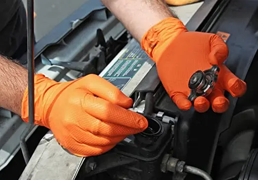 8 mil nitrile orange diamond gloves making machine price powder free grip heavy duty