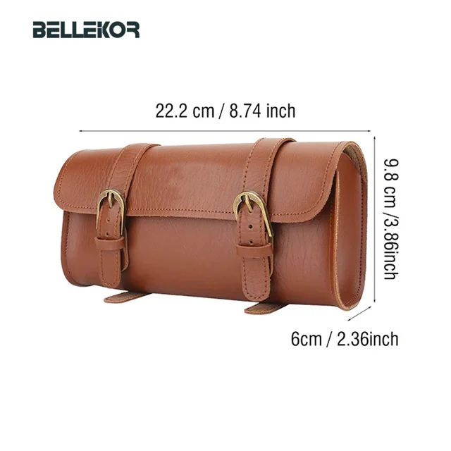 Hot Sale Retro Bicycle Bag Waterproof PU Leather  Portable Saddle Bag Outdoor Riding Storage Bag Embossed Logo