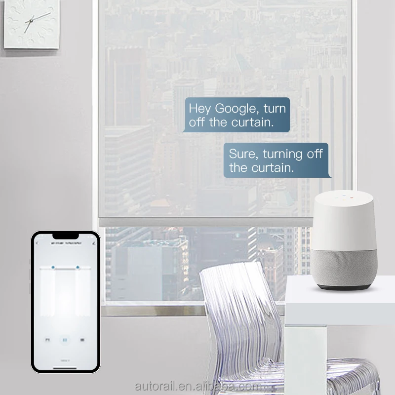 WiFi App Control Google Alexa Electric Roller Shades Hotel Blinds Smart Curtain Motorized  Chain Blinds Roller