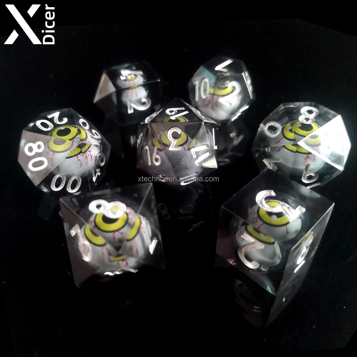 Eye Rolling Dice Handmade Sharp Edge DND Dices Liquid Core Eye Balls Role Playing Gaming Dice For Board Game Dungeons and Dragon