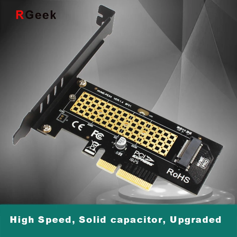 RGeek M.2 to PCIE3.0 Pcie 3.0 NVME SSD Adapter card Full Speed X4 2230-2280 Expansion M KEY Not Support SATA NGFF
