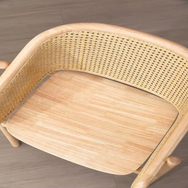 Nordic Wood Dining Chair furniture Restaurant Rattan chair woven wicker dining chair
