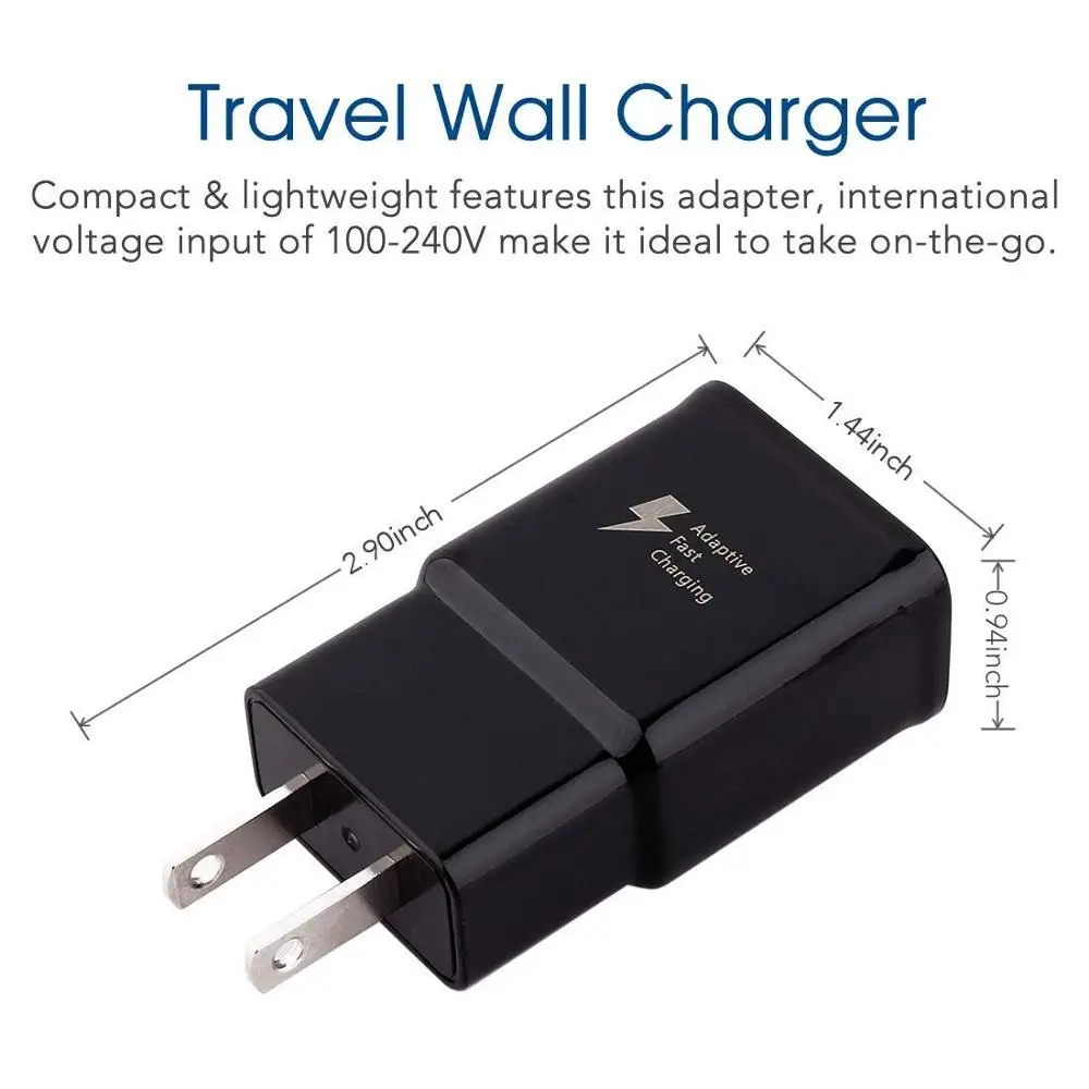 Adaptive Fast Charging Wall Charger Adapter with USB Type C Cable Quick Charge for Samsung Galaxy