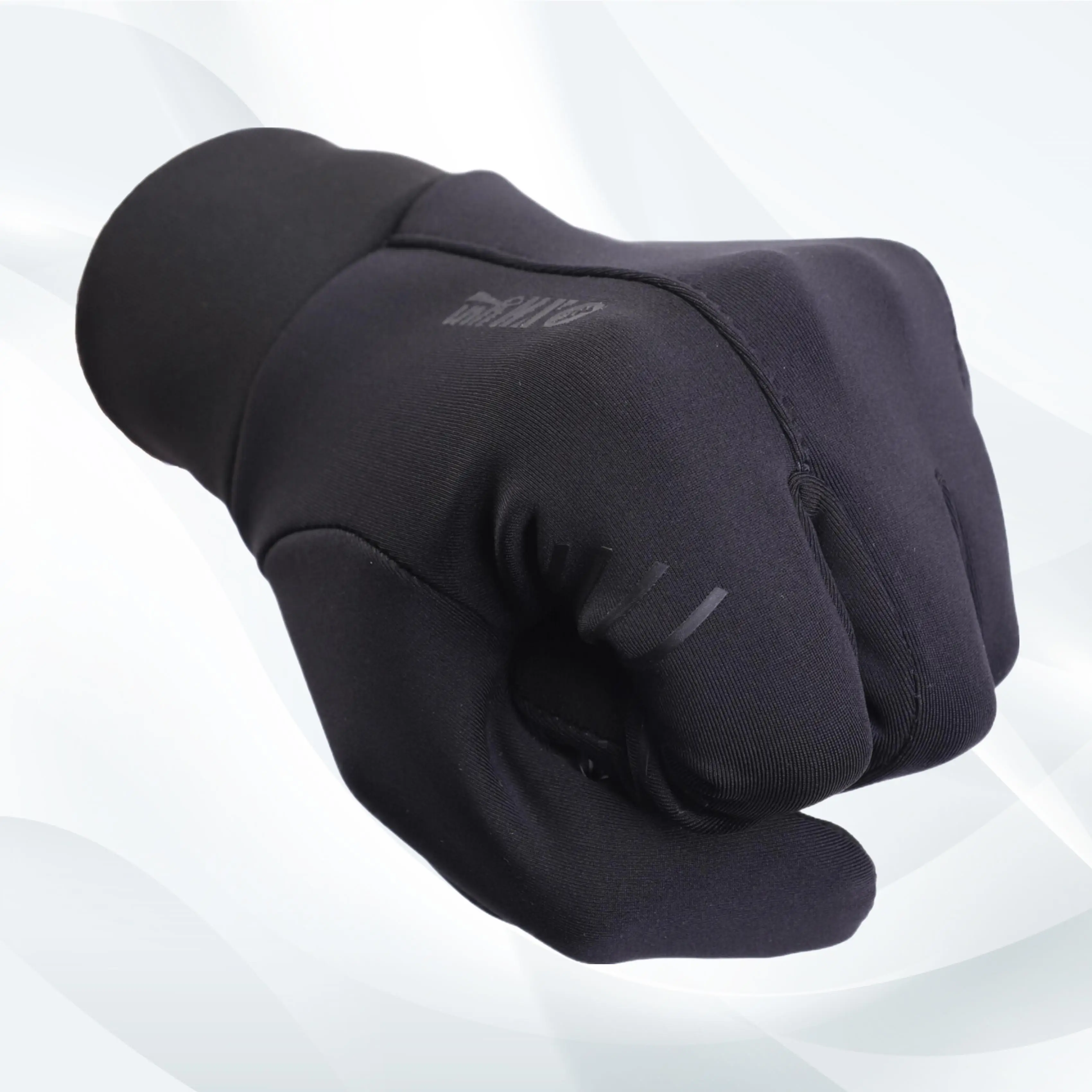 Black Nylon plush non-slip wear-resistant full finger winter outdoor warm running photography shoot hiking gloves