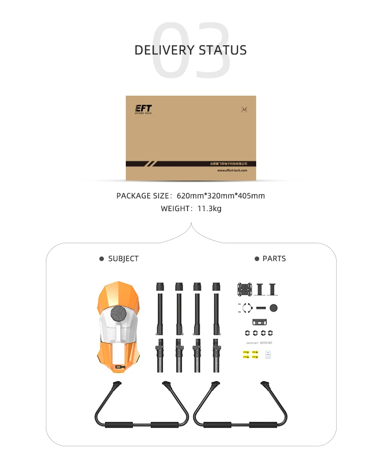 wheelbase foldable EFT G06 6L 6KG agricultural spray  frame  quadcopter drone with camera