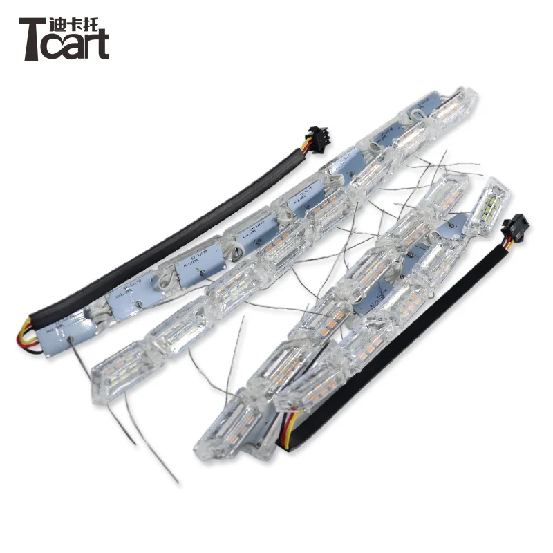 Tcart auto warming daytime running light strip 12V crystal led DRL  3color Flexible Day Lights with turn yellow signal lamp