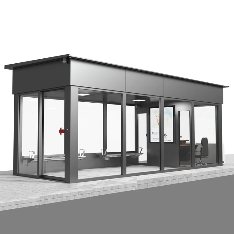 Qatar Stainless Steel Closed Style Bus Shelter Station with Air Condition