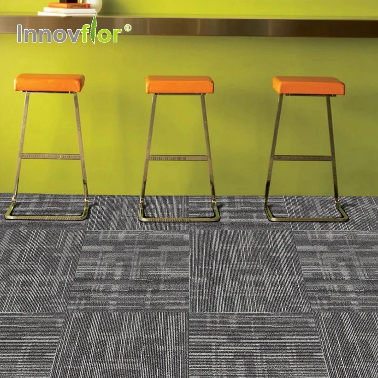Commercial Eco-friendly Brown Office Carpet Tiles Nonwoven Fabric PP 50*50cm Decorative Carpet Tiles For Office And Home Library