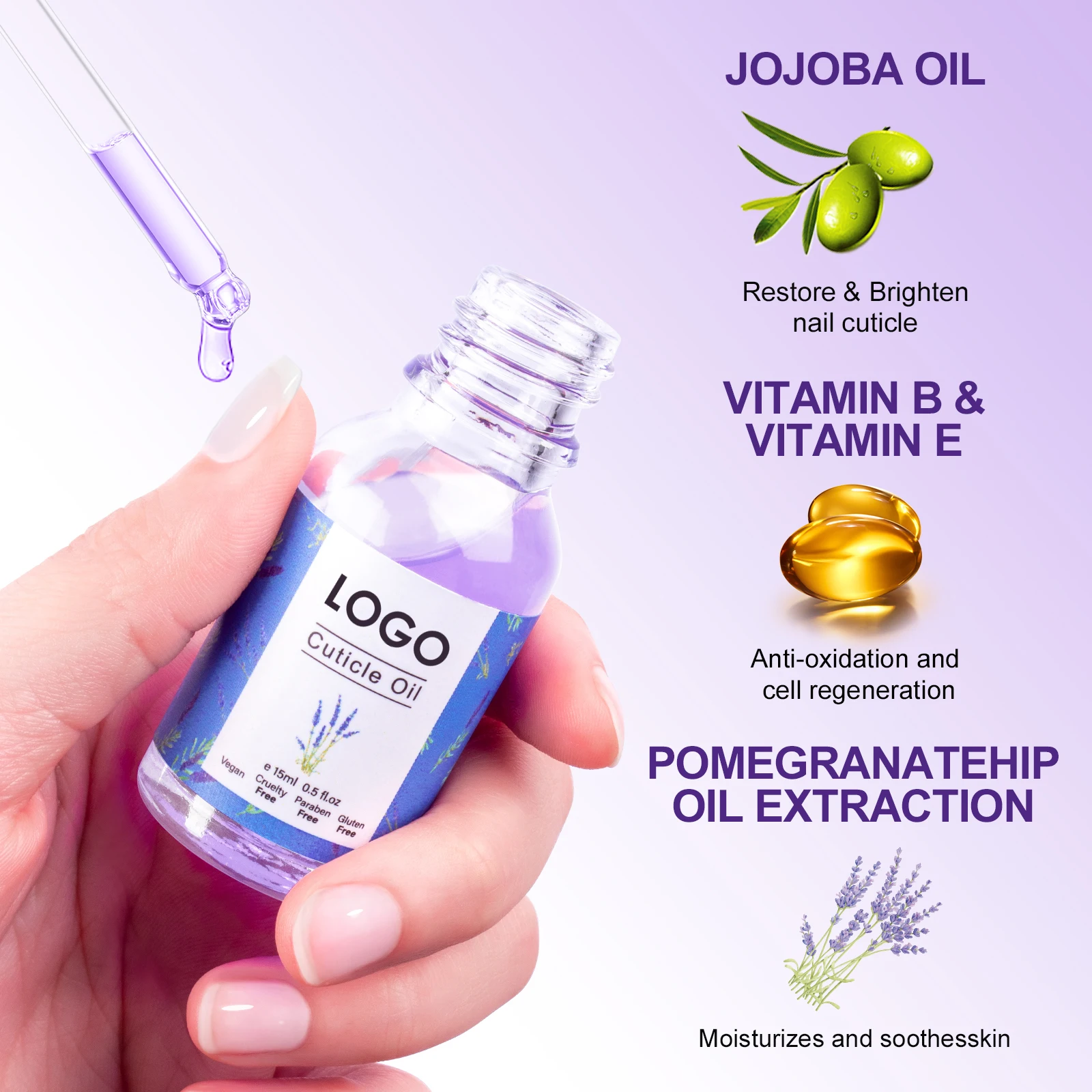 lavender peach rose Organic Nail and Cuticle Oil Jojoba Oil Nail Cuticle Repair Oil