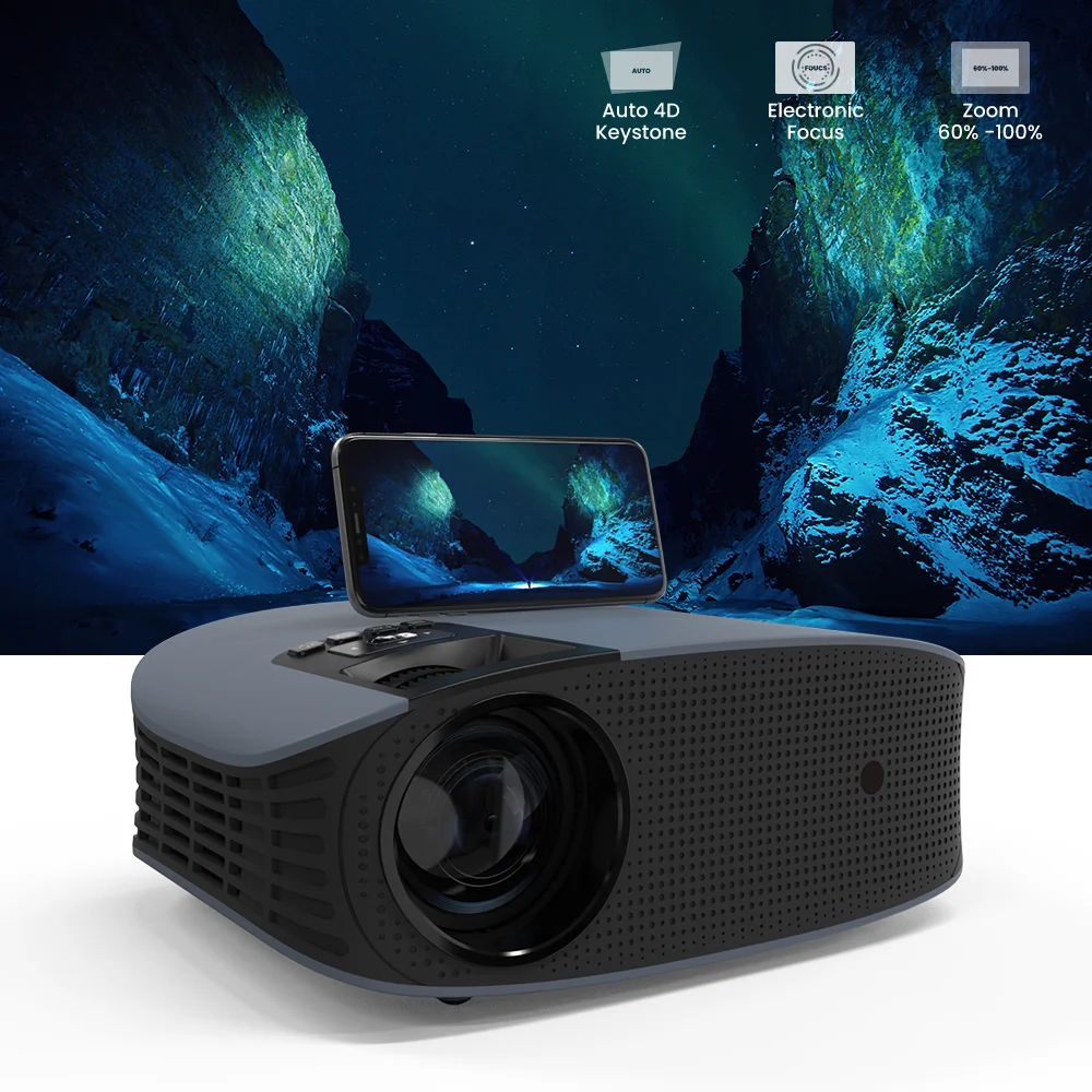 2023 300 ANSI Lumens 4K 23 languages 1920x1080P Auto 4D Keystone Correction  Portable Camping Full HD LED Projector