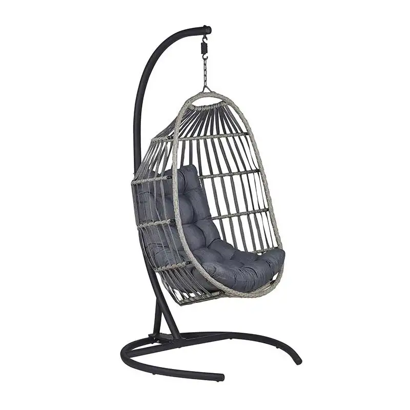 Outdoor indoor with stand hanging rattan basket garden egg chair swing