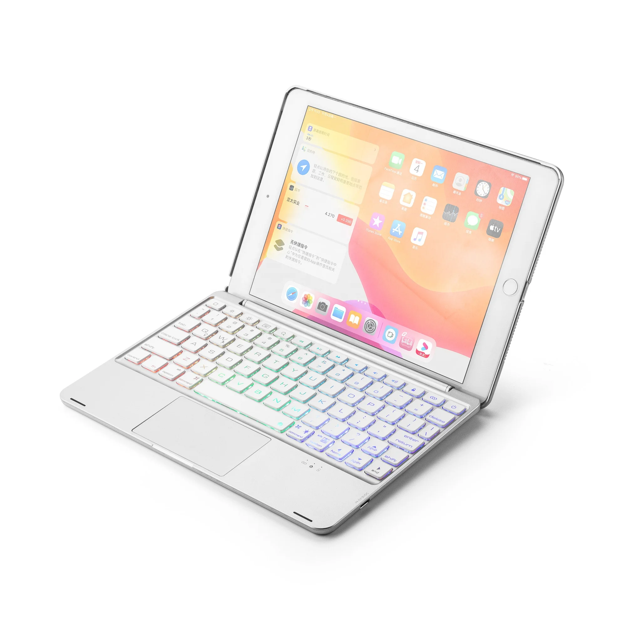 
Aluminum alloy Mixed color backlight Bluetooth wireless Keyboard case with Touchpad For ipad 9.7 inch 