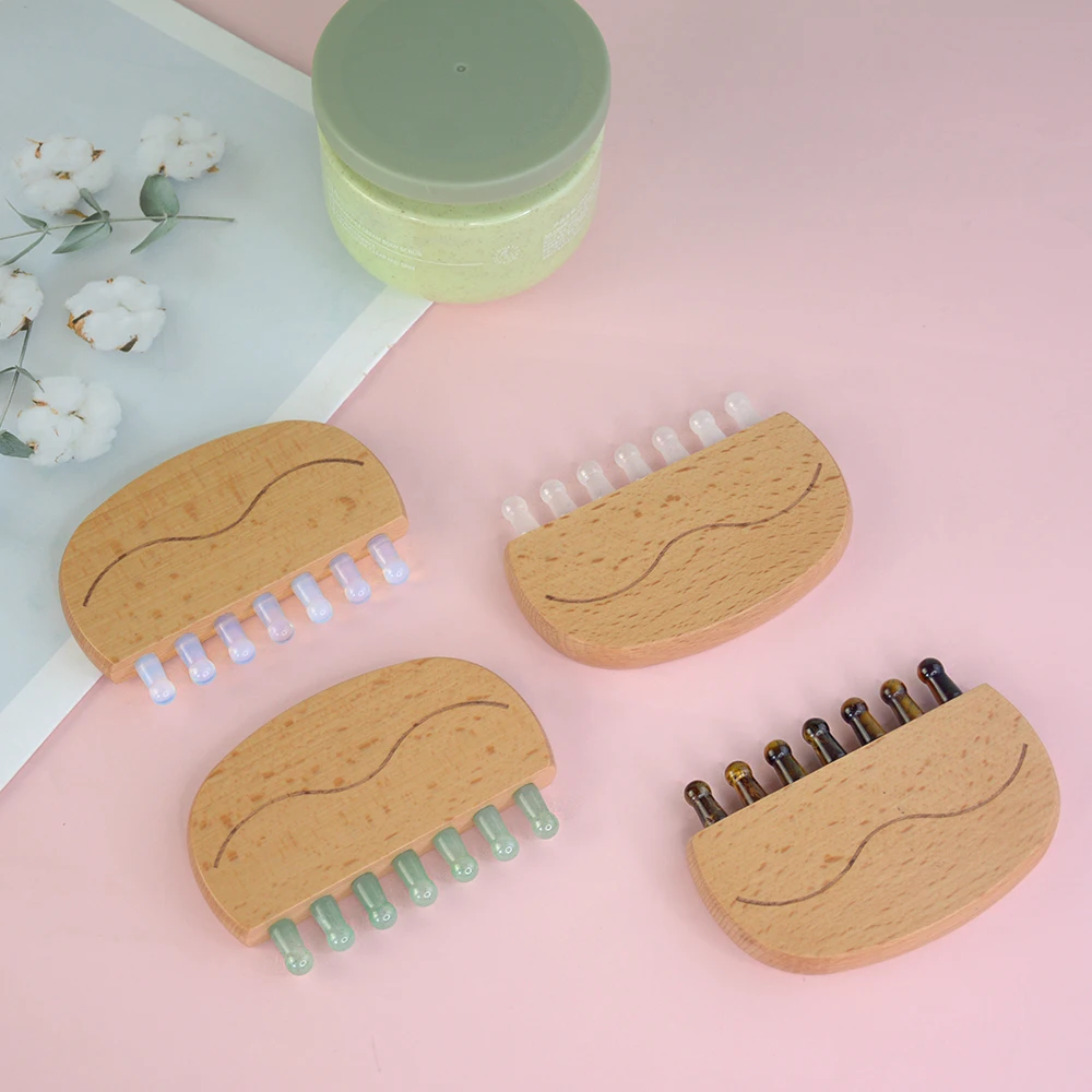 Wholesale Gemstone Massage Comb Shower Hair Brush Scalp Massage for Hair Growth Relieve Headache
