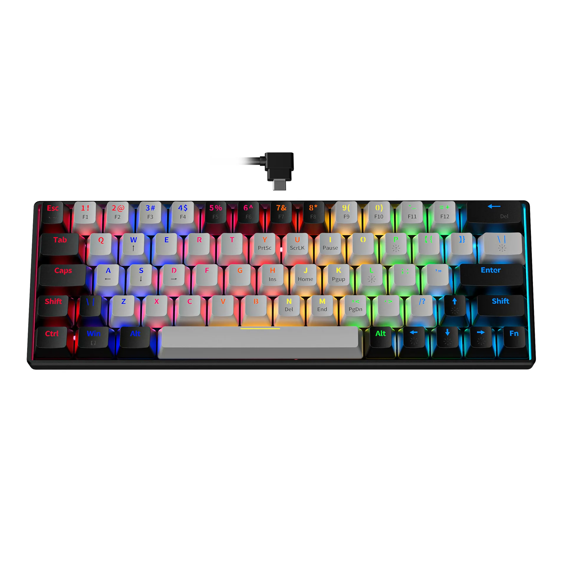 Wired Keyboard OEM custom wholesale small keyboard mechanical game LED light keyboard 64 keys