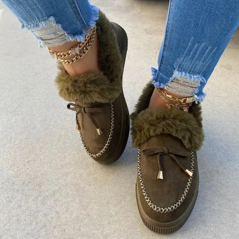 Big Size Winter Shoes For Women Latest Fur Plush Ladies Casual Designer Walking Shoes For Women New Styles