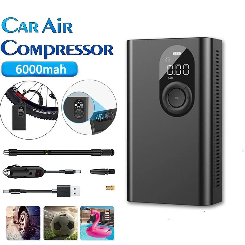 Автомобильный беспроводной надувной насос 12 В, портативные автомобильные воздушные насосы, электрический насос для шин, Мини цифровой насос для шин